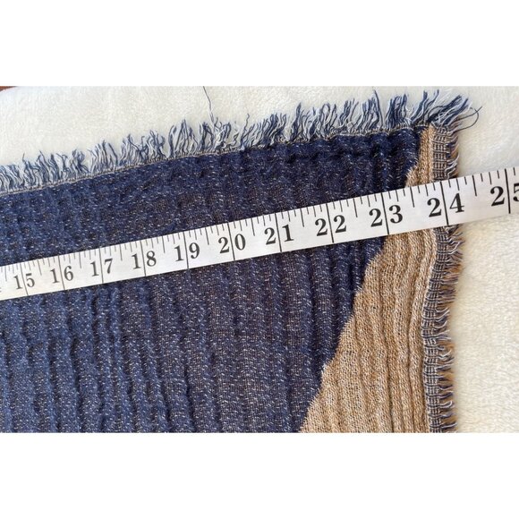 Zara Colorblock Woven Scarf With Fringe Edges 32x70 Inches 1K - Picture 5 of 10